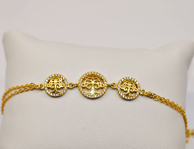 tree of life bracelet with gold and rose gold plating