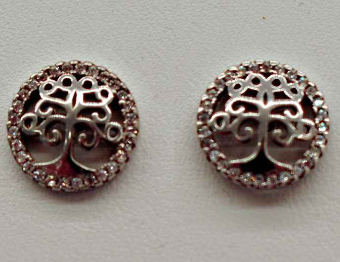 woman's silver earrings