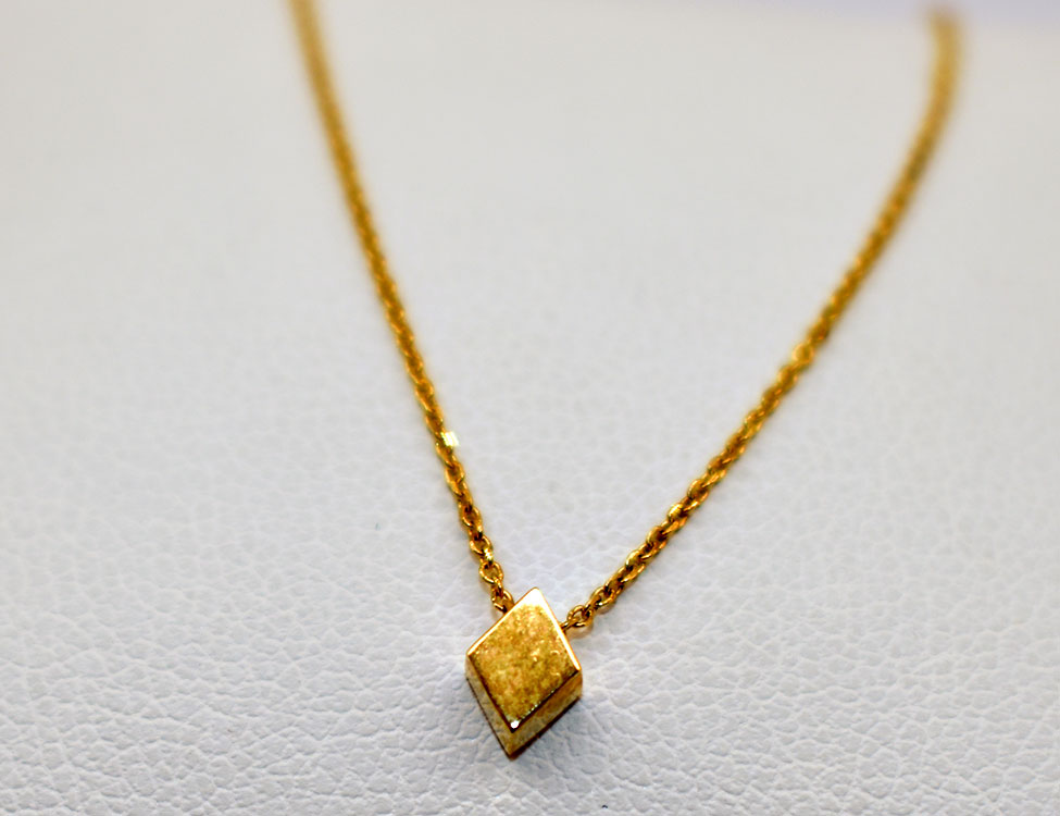 Gold K14 Necklace with rhombus - Locus Jewellery Paros
